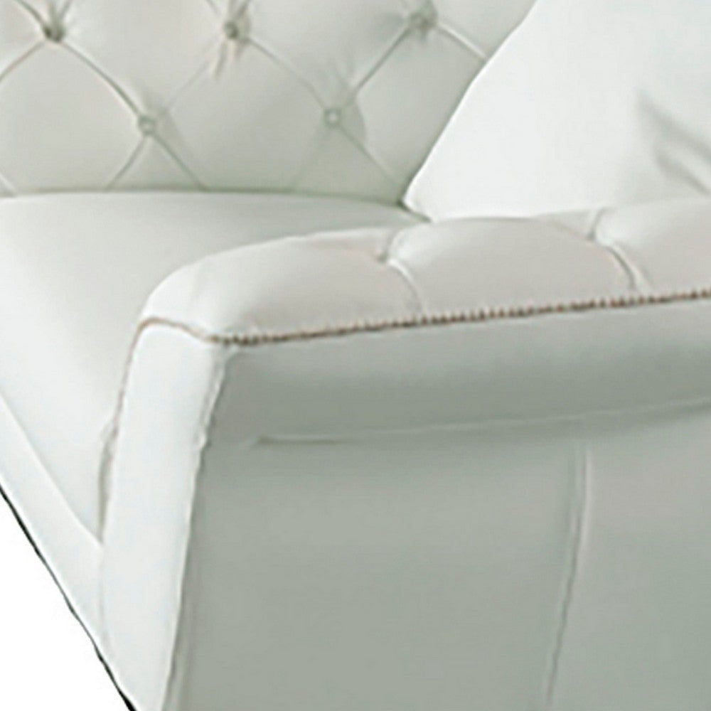 Tmy 45 Inch Accent Chair Throw Pillow Soft White Tufted Italian Leather By Casagear Home