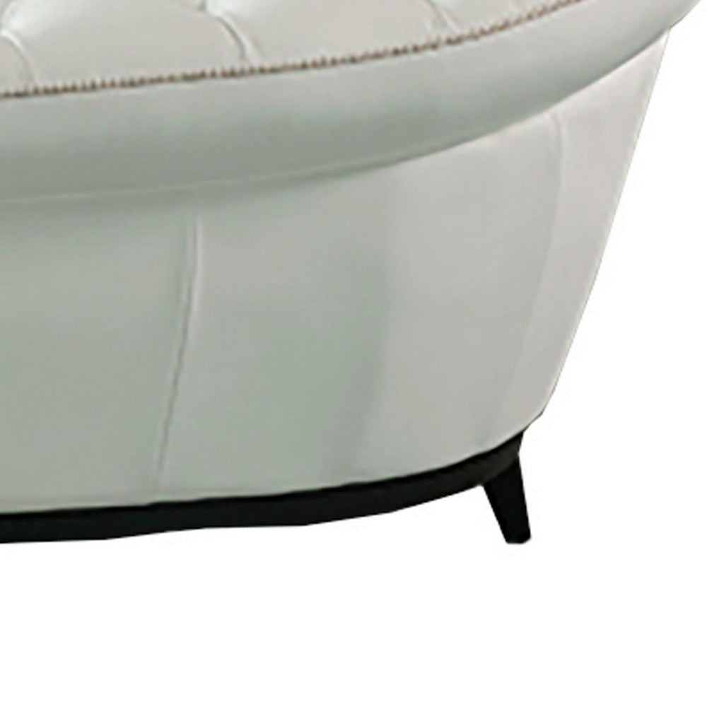 Tmy 45 Inch Accent Chair Throw Pillow Soft White Tufted Italian Leather By Casagear Home