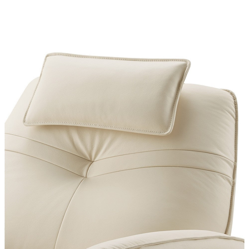 Gymi 39 Inch Swivel Power Recliner with Phone Holder Cushioned Ivory By Casagear Home
