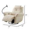 Gymi 39 Inch Swivel Power Recliner with Phone Holder Cushioned Ivory By Casagear Home