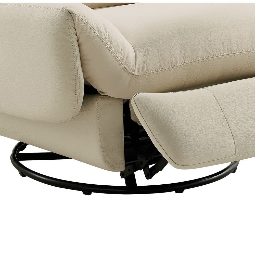 Femi 39 Inch Swivel Power Recliner Infusion Chair Ivory Tufted Fabric By Casagear Home