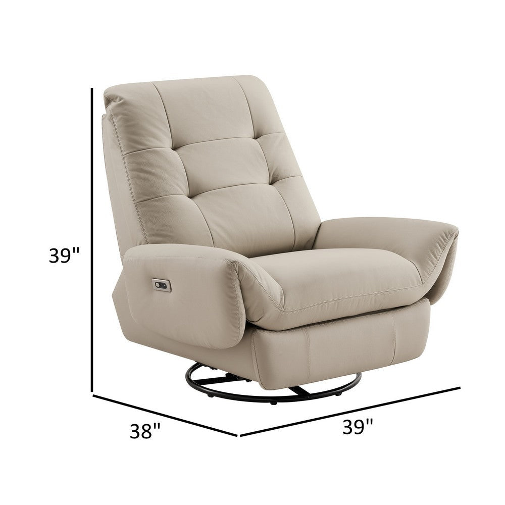 Femi 39 Inch Swivel Power Recliner Infusion Chair Gray Tufted Fabric By Casagear Home