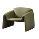 Hei 38 Inch Accent Chair, Green Real Leather Upholstery, Gold Metal Finish By Casagear Home