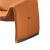 Hei 38 Inch Accent Chair Orange Real Leather Upholstery Gold Metal Finish By Casagear Home