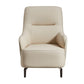 Lavy Accent Chair Armchair Tall Back Cream Real Leather Upholstery By Casagear Home BM315053