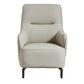 Lavy 34 Inch Accent Chair Armchair Tall Back Gray Real Leather Upholstery By Casagear Home BM315054