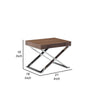 Rix 21 Inch Side End Table, 1 Drawer, X Steel Legs, Walnut Brown Wood By Casagear Home