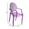 Lily 21 Inch Outdoor Indoor Dining Armchair Set of 4, Clear Purple By Casagear Home