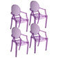 Lily 21 Inch Outdoor Indoor Dining Armchair Set of 4, Clear Purple By Casagear Home