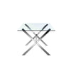 Tia 79 Inch Dining Table Rectangular Tempered Glass Top X Steel Legs By Casagear Home BM315080