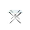 Tia 79 Inch Dining Table Rectangular Tempered Glass Top X Steel Legs By Casagear Home BM315080