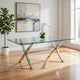 Tia 79 Inch Dining Table, Rectangular Tempered Glass Top, X Steel Legs By Casagear Home