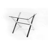 Tia 24 Inch Side End Table Square Tempered Glass Top X Shape Steel Legs By Casagear Home BM315081