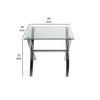 Tia 24 Inch Side End Table Square Tempered Glass Top X Shape Steel Legs By Casagear Home BM315081