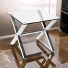 Tia 24 Inch Side End Table Square Tempered Glass Top X Shape Steel Legs By Casagear Home BM315081