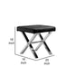 Tia 20 Inch Accent Stool Ottoman Black Faux Leather Polished Chrome Legs By Casagear Home BM315082