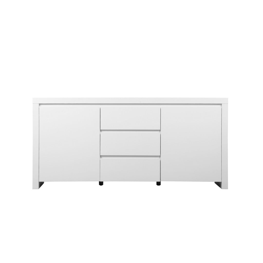 Ross 63 Inch Buffet Console Cabinet 2 Doors and 3 Drawers White Wood By Casagear Home BM315083