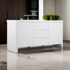 Ross 63 Inch Buffet Console Cabinet 2 Doors and 3 Drawers White Wood By Casagear Home BM315083