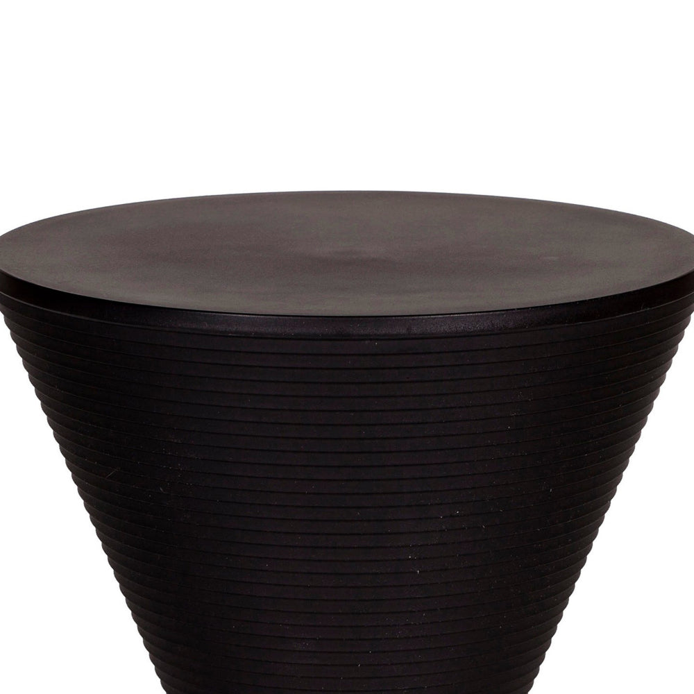Hillary 17 Inch Side Table, Indoor Outdoor, Hourglass Shape, Black Finish By Casagear Home
