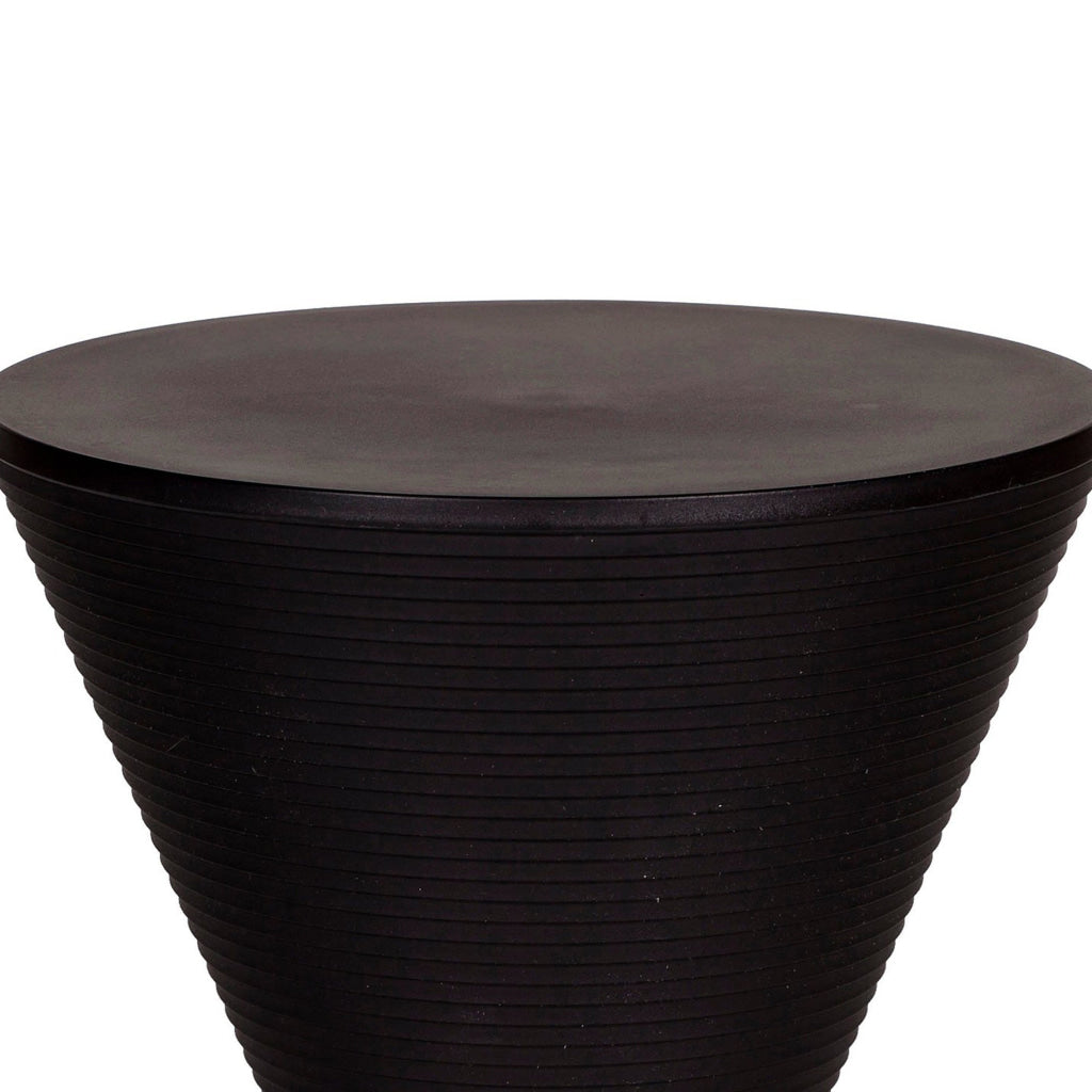 Hillary 17 Inch Side Table Indoor Outdoor Hourglass Shape Black Finish By Casagear Home BM315084