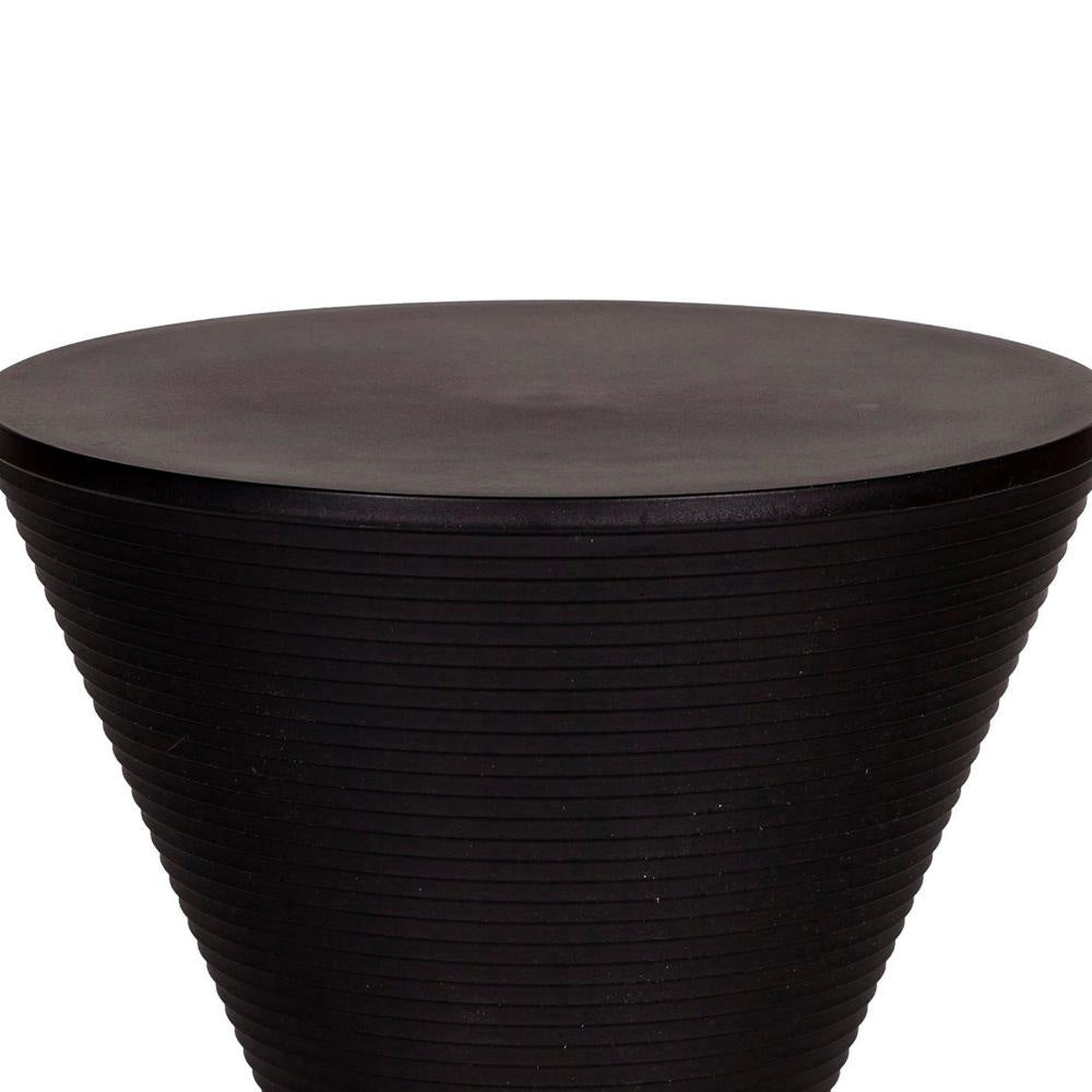 Hillary 17 Inch Side Table Indoor Outdoor Hourglass Shape Black Finish By Casagear Home BM315084