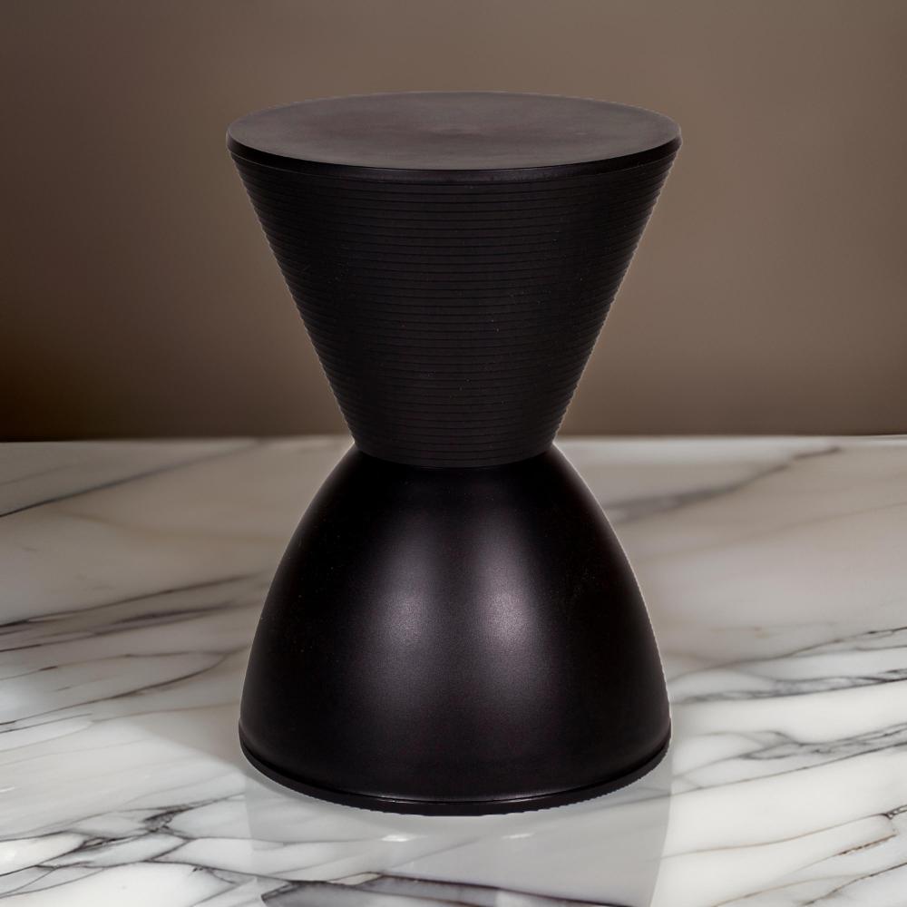 Hillary 17 Inch Side Table, Indoor Outdoor, Hourglass Shape, Black Finish By Casagear Home
