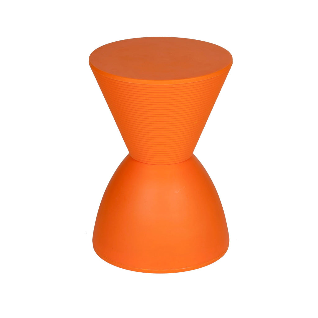 Hillary 17 Inch Side Table Indoor Outdoor Hourglass Shape Orange Finish By Casagear Home BM315086