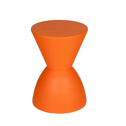 Hillary 17 Inch Side Table, Indoor Outdoor, Hourglass Shape, Orange Finish By Casagear Home