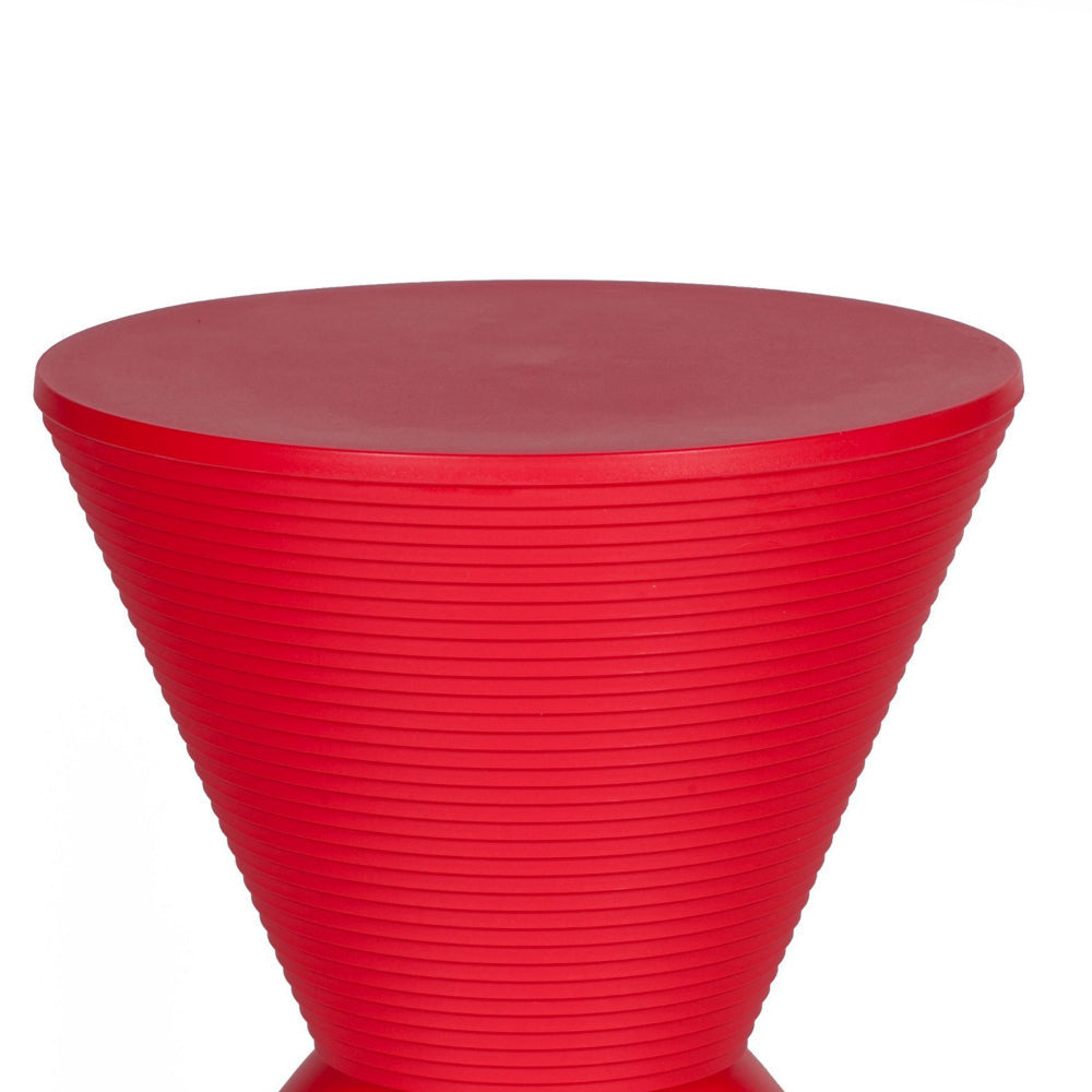 Hillary 17 Inch Side Table Indoor Outdoor Hourglass Shape Red Finish By Casagear Home BM315087