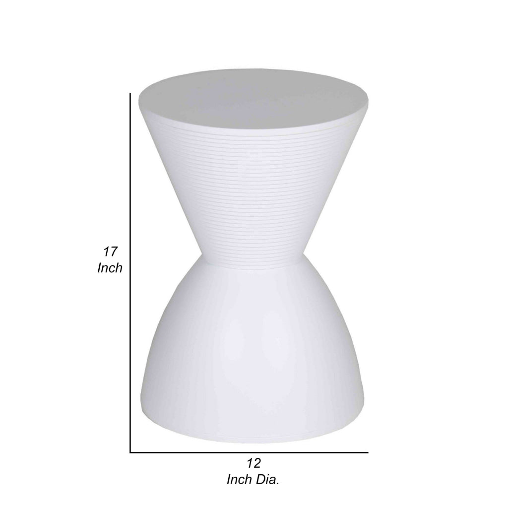 Hillary 17 Inch Side Table Indoor Outdoor Hourglass Shape White Finish By Casagear Home BM315088