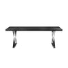 Rix 87 Inch Dining Table Black Wood Top X Chrome Finished Steel Legs By Casagear Home BM315089