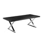 Rix 87 Inch Dining Table Black Wood Top X Chrome Finished Steel Legs By Casagear Home BM315089