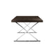 Rix 87 Inch Dining Table, Espresso Brown Wood Top, X Chrome Steel Legs By Casagear Home