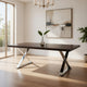 Rix 87 Inch Dining Table, Espresso Brown Wood Top, X Chrome Steel Legs By Casagear Home
