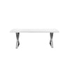 Rix 87 Inch Dining Table, White Wood Top, X Chrome Finished Steel Legs By Casagear Home