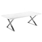 Rix 87 Inch Dining Table White Wood Top X Chrome Finished Steel Legs By Casagear Home BM315091