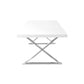 Rix 87 Inch Dining Table White Wood Top X Chrome Finished Steel Legs By Casagear Home BM315091