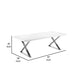 Rix 87 Inch Dining Table White Wood Top X Chrome Finished Steel Legs By Casagear Home BM315091