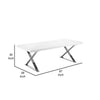 Rix 87 Inch Dining Table, White Wood Top, X Chrome Finished Steel Legs By Casagear Home