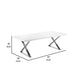 Rix 87 Inch Dining Table, White Wood Top, X Chrome Finished Steel Legs By Casagear Home