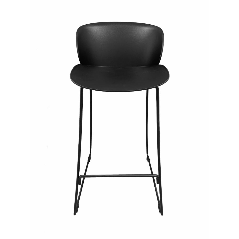 Sia 30 Inch Barstool Chair Set of 2, Black Seat and Back, Metal Base By Casagear Home