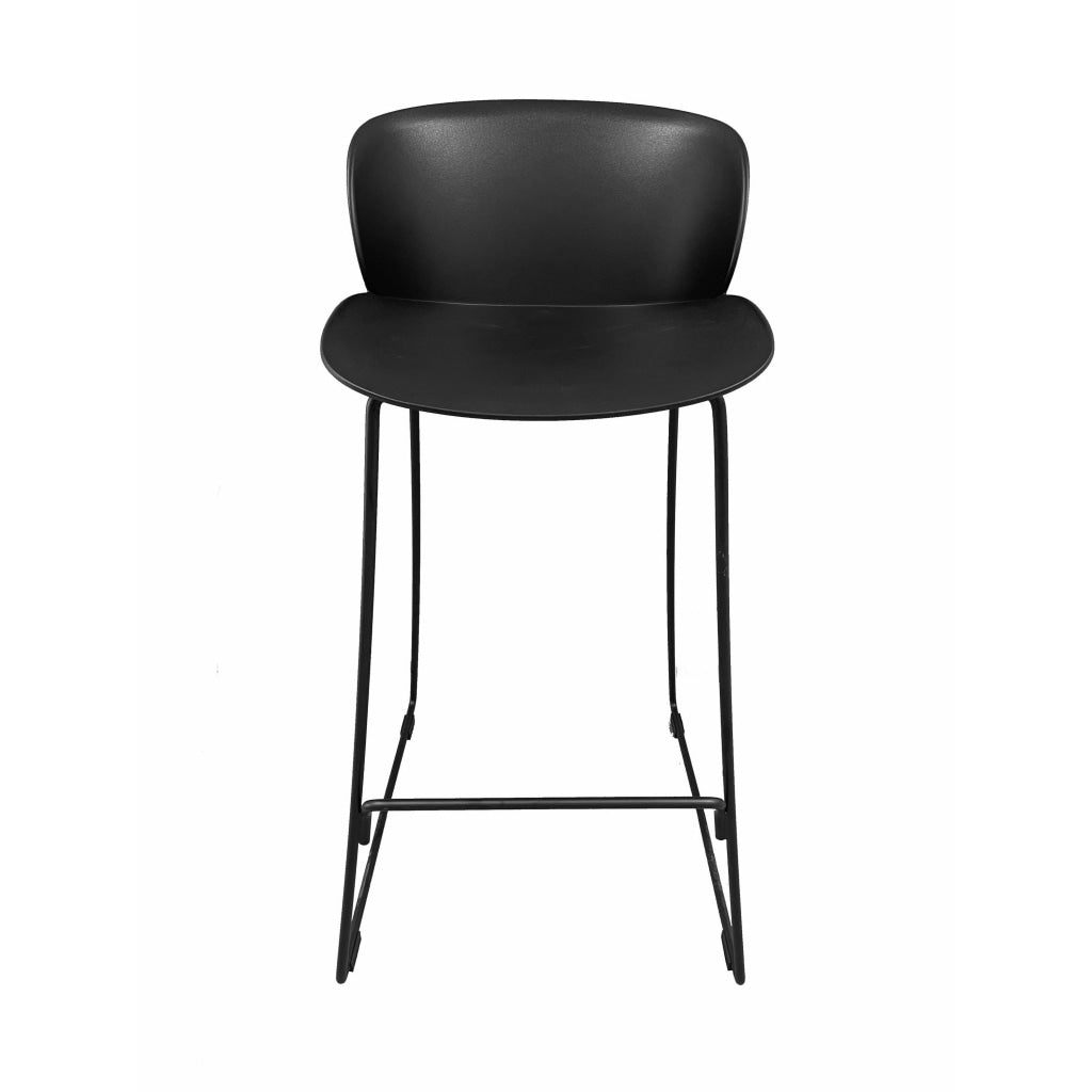 Sia 30 Inch Barstool Chair Set of 2 Black Seat and Back Metal Base By Casagear Home BM315092