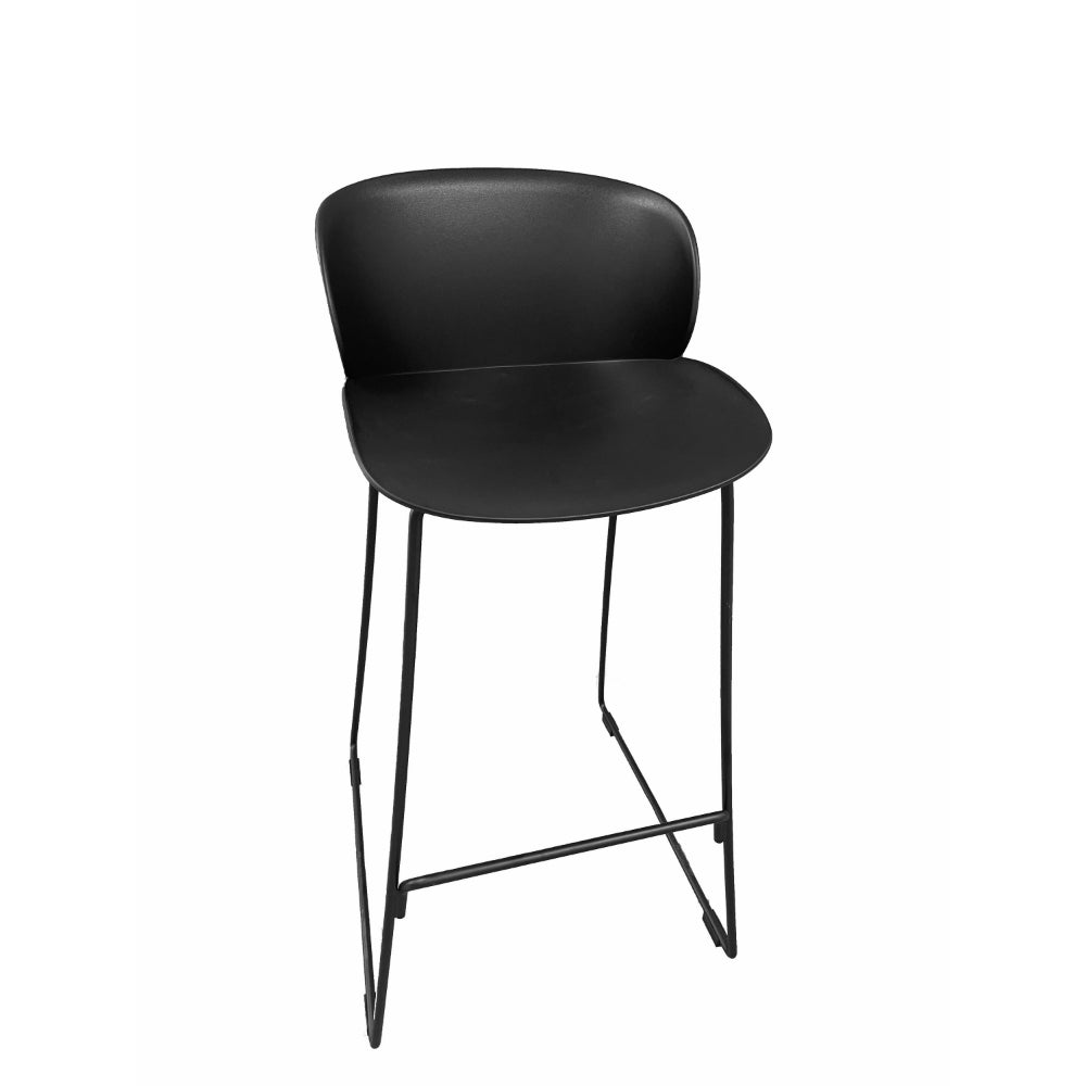 Sia 30 Inch Barstool Chair Set of 2, Black Seat and Back, Metal Base By Casagear Home