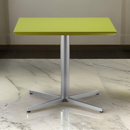 Eva 24 Inch Side End Table Square Green Lacquer Crossed Chrome Steel By Casagear Home BM315093