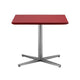 Eva 24 Inch Side End Table, Square Red Lacquer, Crossed Chrome Steel By Casagear Home