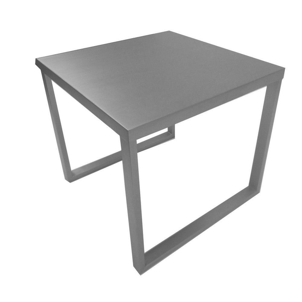 Tom 22 Inch Side End Table Square Top Square Legs Gray Brushed Metal By Casagear Home BM315101