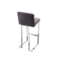 Boly 30 Inch Barstool Chair Gray Velvet Foam Cushions Chrome Steel By Casagear Home BM315106