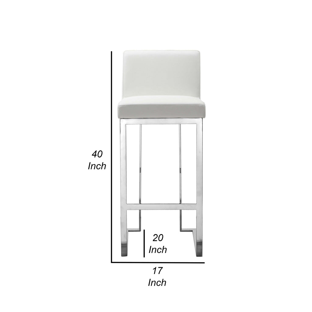 Boly 30 Inch Barstool Chair White Faux Leather Cushions Chrome Steel By Casagear Home BM315107