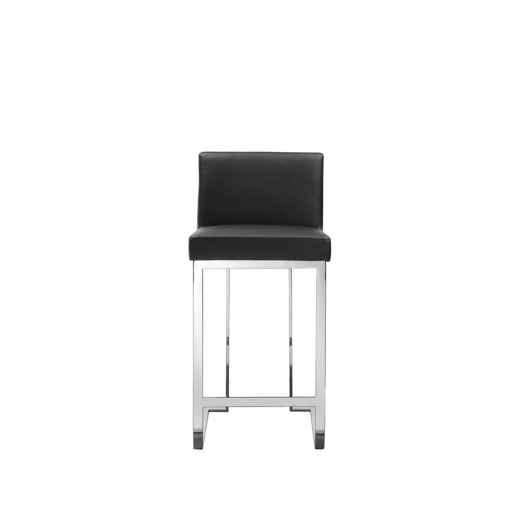 Boly 26’’ Counter Height Chair Black Faux Leather Steel by Casagear Home BM315108