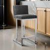 Boly 26 Inch Counter Height Chair, Gray Velvet, Foam Cushions, Chrome Steel By Casagear Home